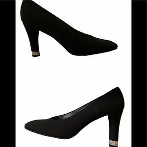 STUART WEITZMAN 9.5BLK rhinestone cylindrical heel